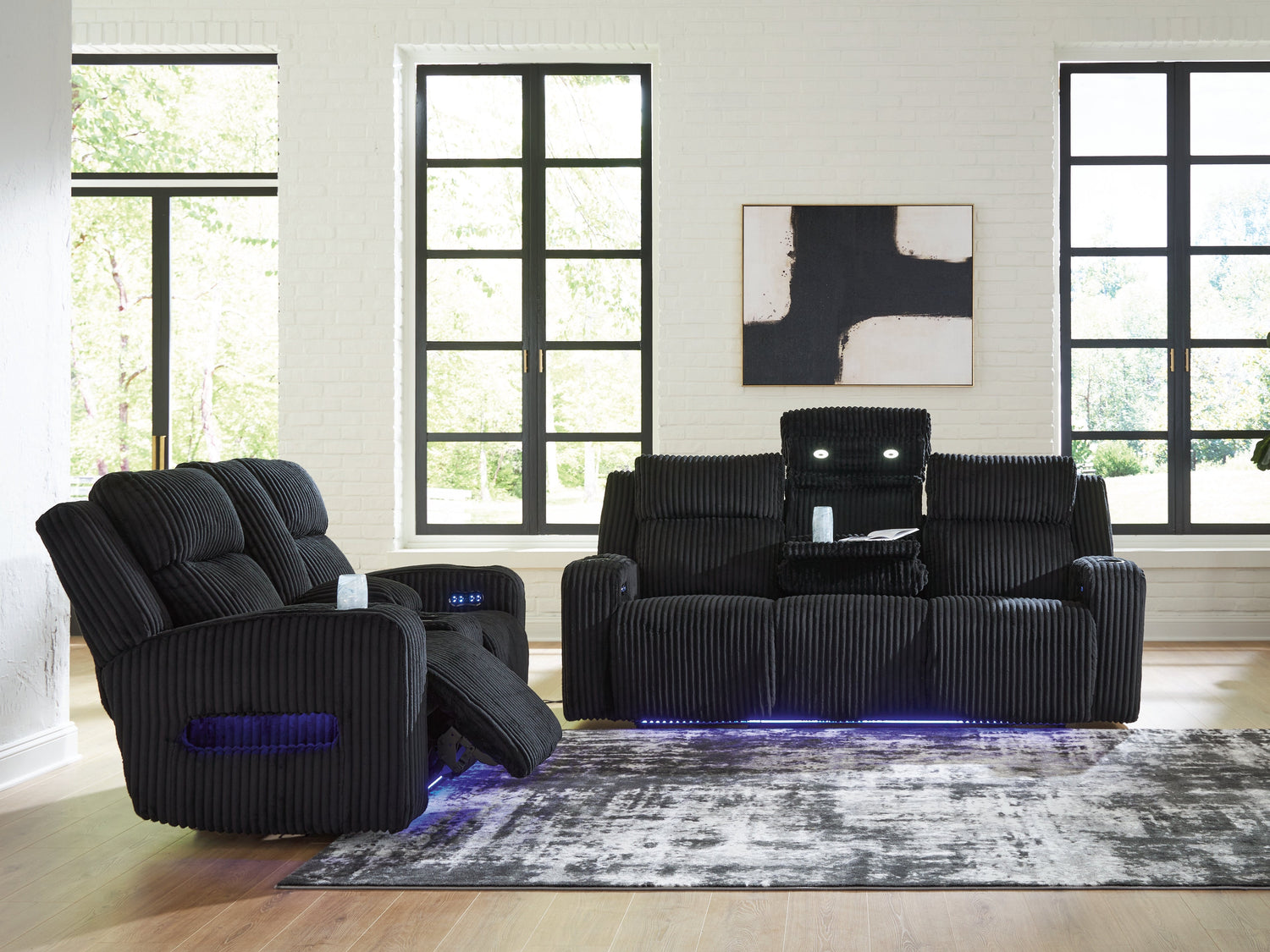 Forest Lake Sofa and Loveseat in Black from Ashley - Luna Furniture