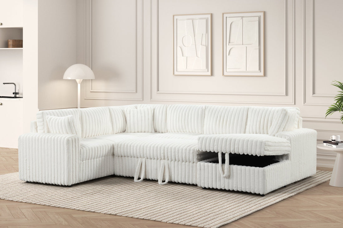 Forever Beige Sectional With Pull-Out Bed - FOREVER BEIGE