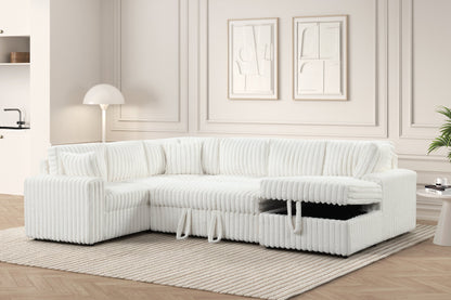 Forever Beige Sectional With Pull-Out Bed - FOREVER BEIGE