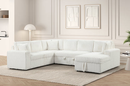 Forever Beige Sectional With Pull-Out Bed - FOREVER BEIGE