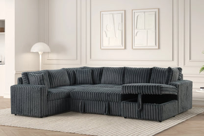 Forever Charcoal Sectional With Pull-Out Bed - FOREVER CHARCOAL