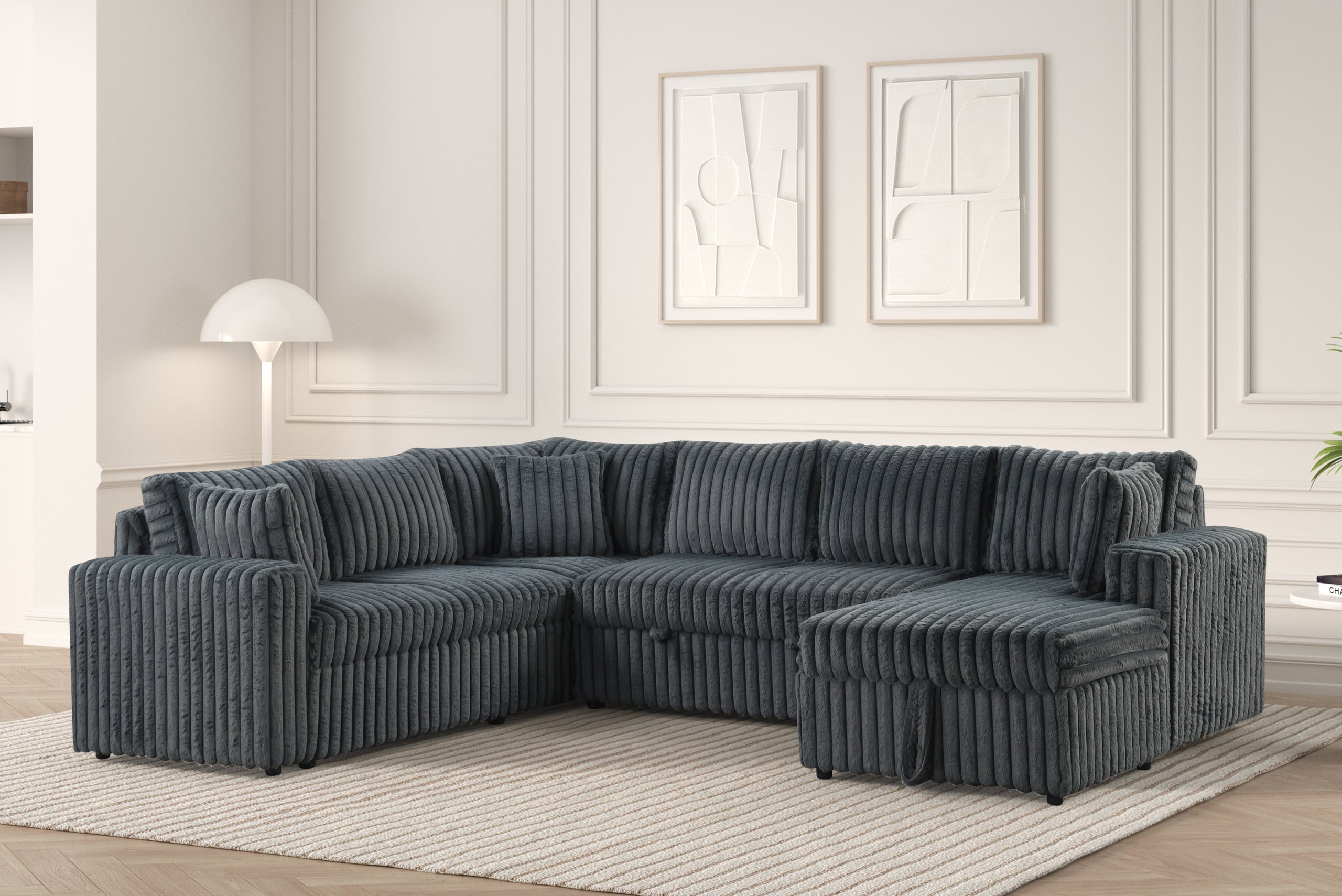 Forever Charcoal Sectional With Pull-Out Bed - FOREVER CHARCOAL