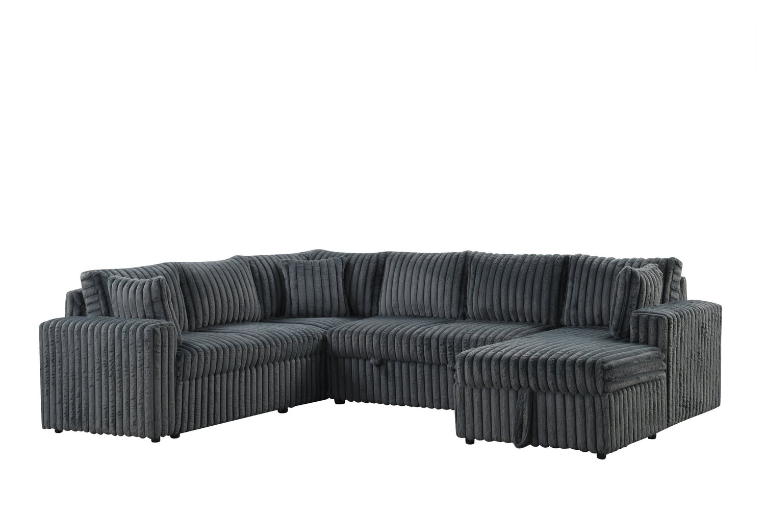 Forever Charcoal Sectional With Pull-Out Bed - FOREVER CHARCOAL