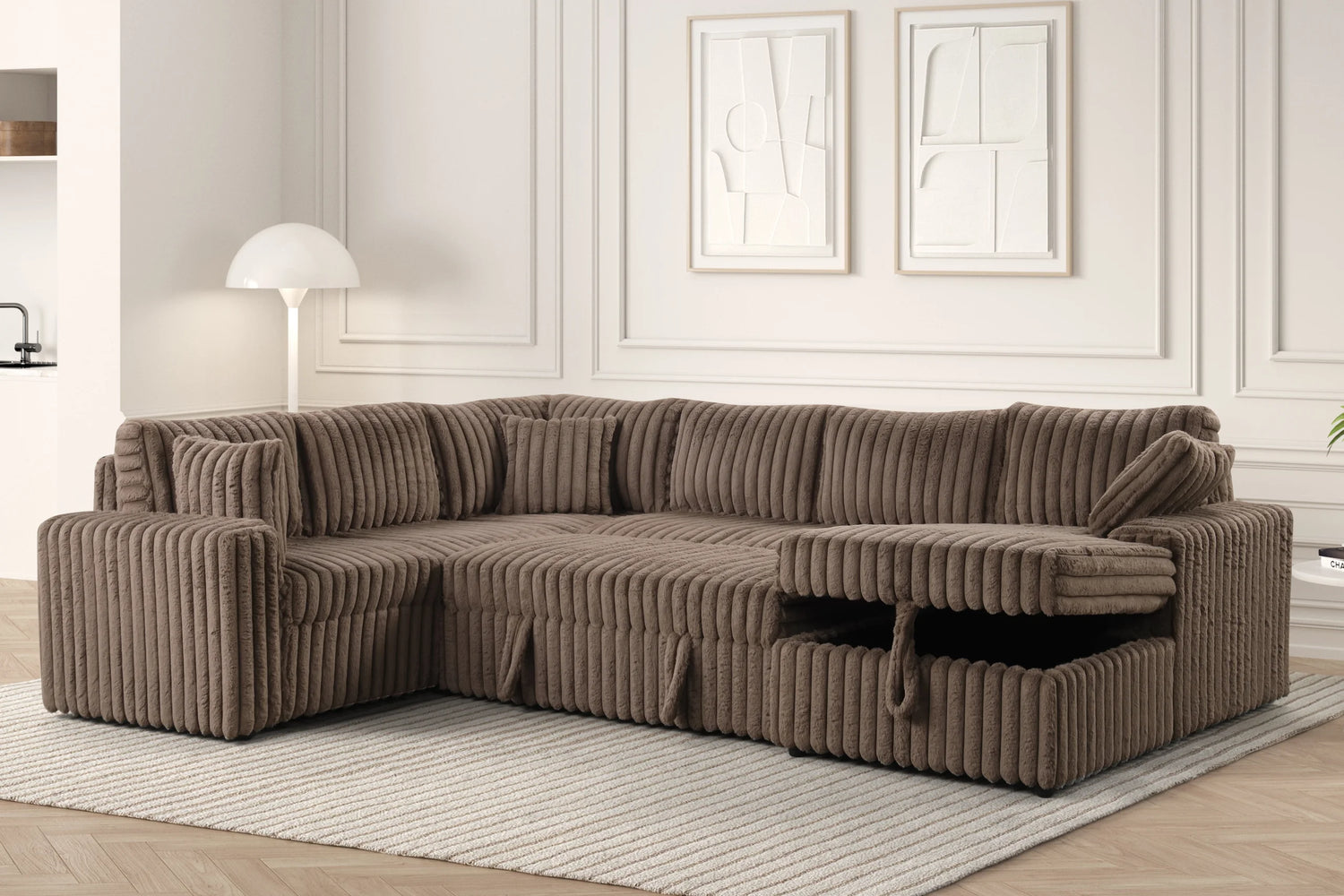 Forever Mocha Sectional With Pull-Out Bed - FOREVER MOCHA