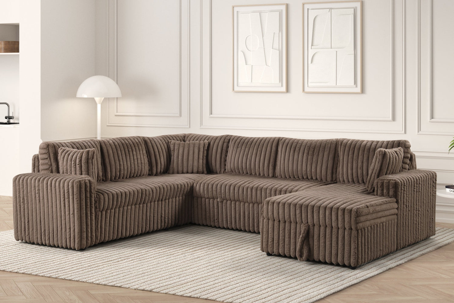 Forever Mocha Sectional With Pull-Out Bed - FOREVER MOCHA