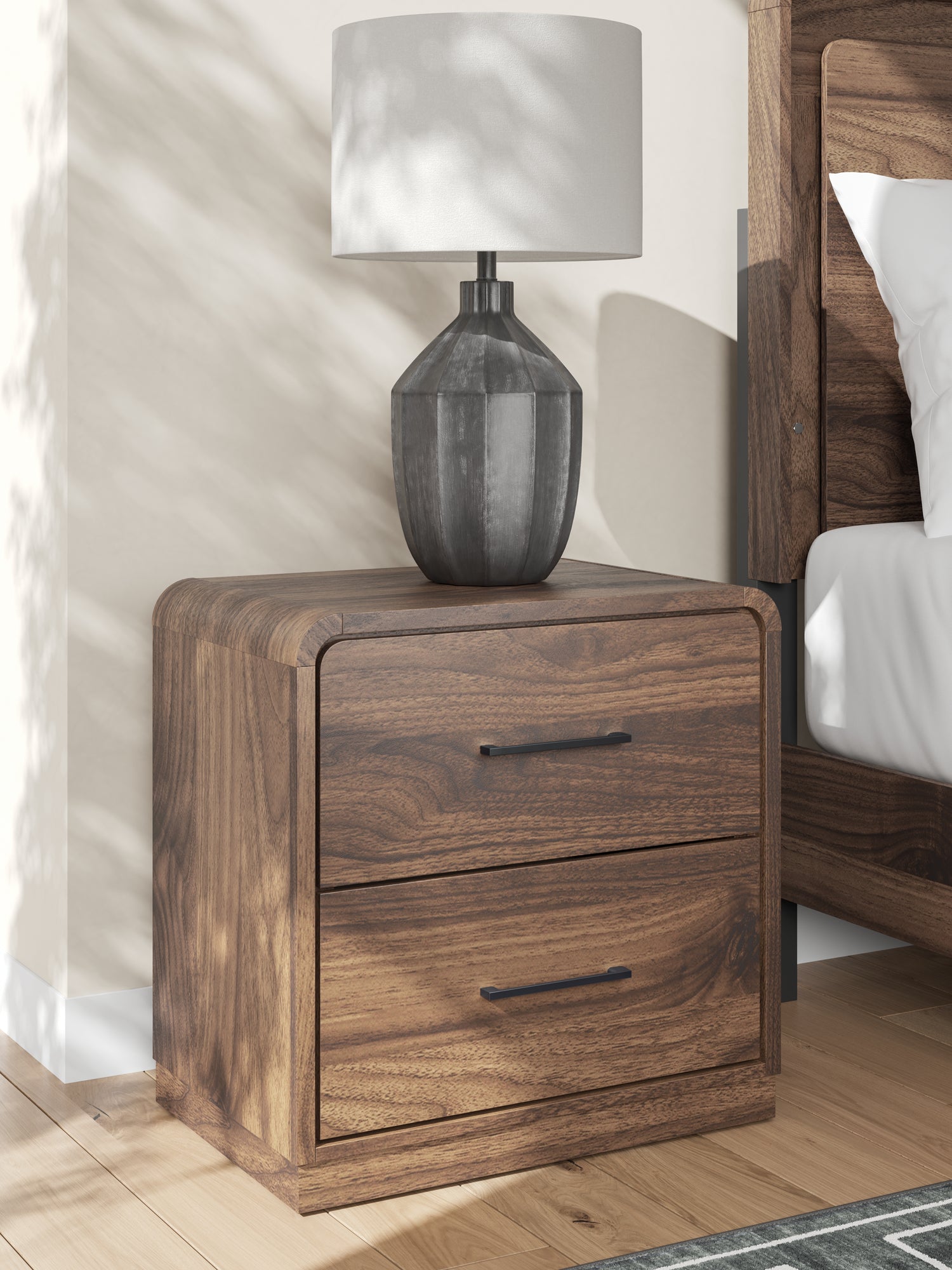 Fortlorn King Panel Bed and 2 Nightstands - PCB386B9