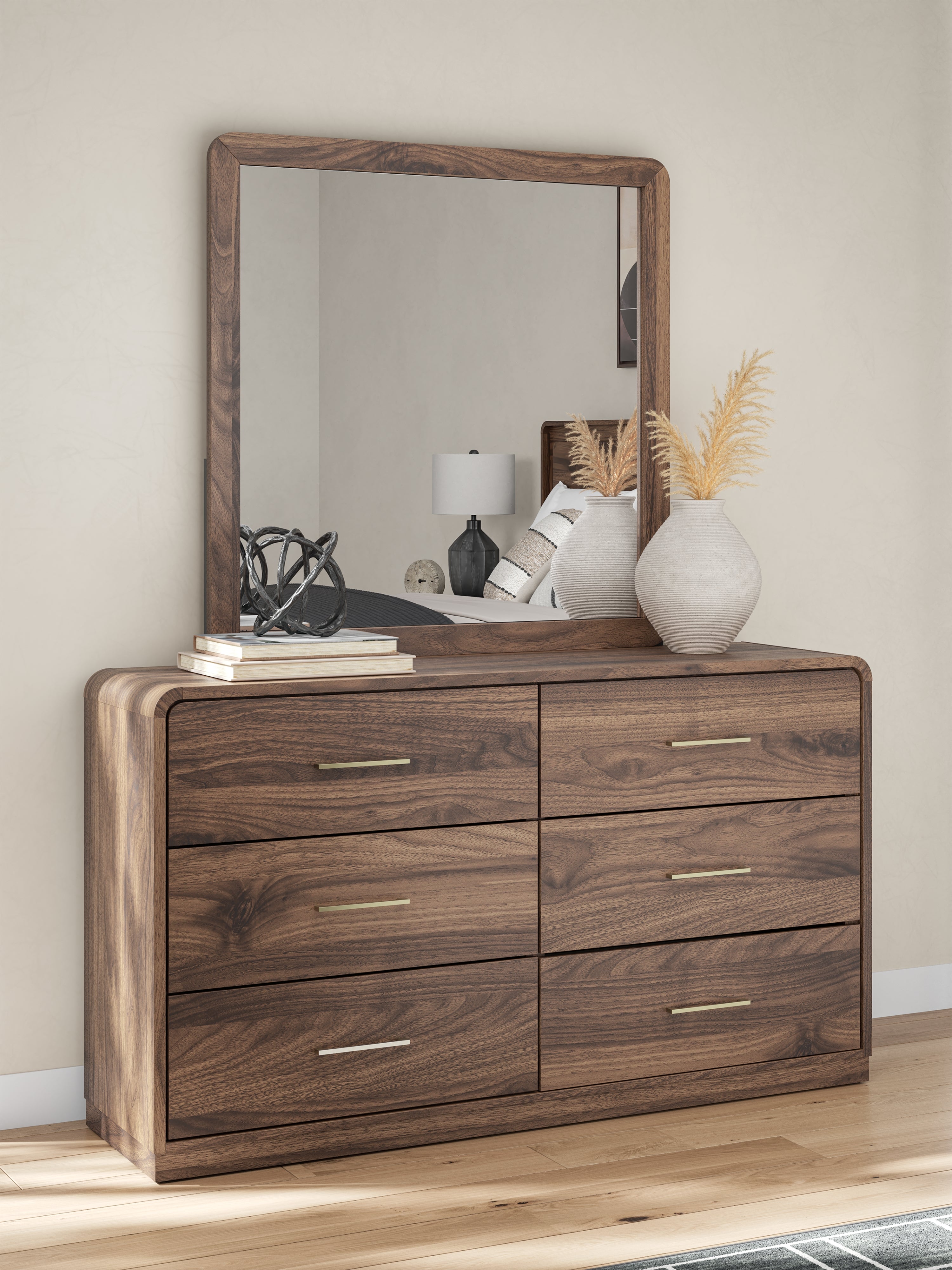 Fortlorn Walnut Brown Dresser and Mirror - PCB386B1
