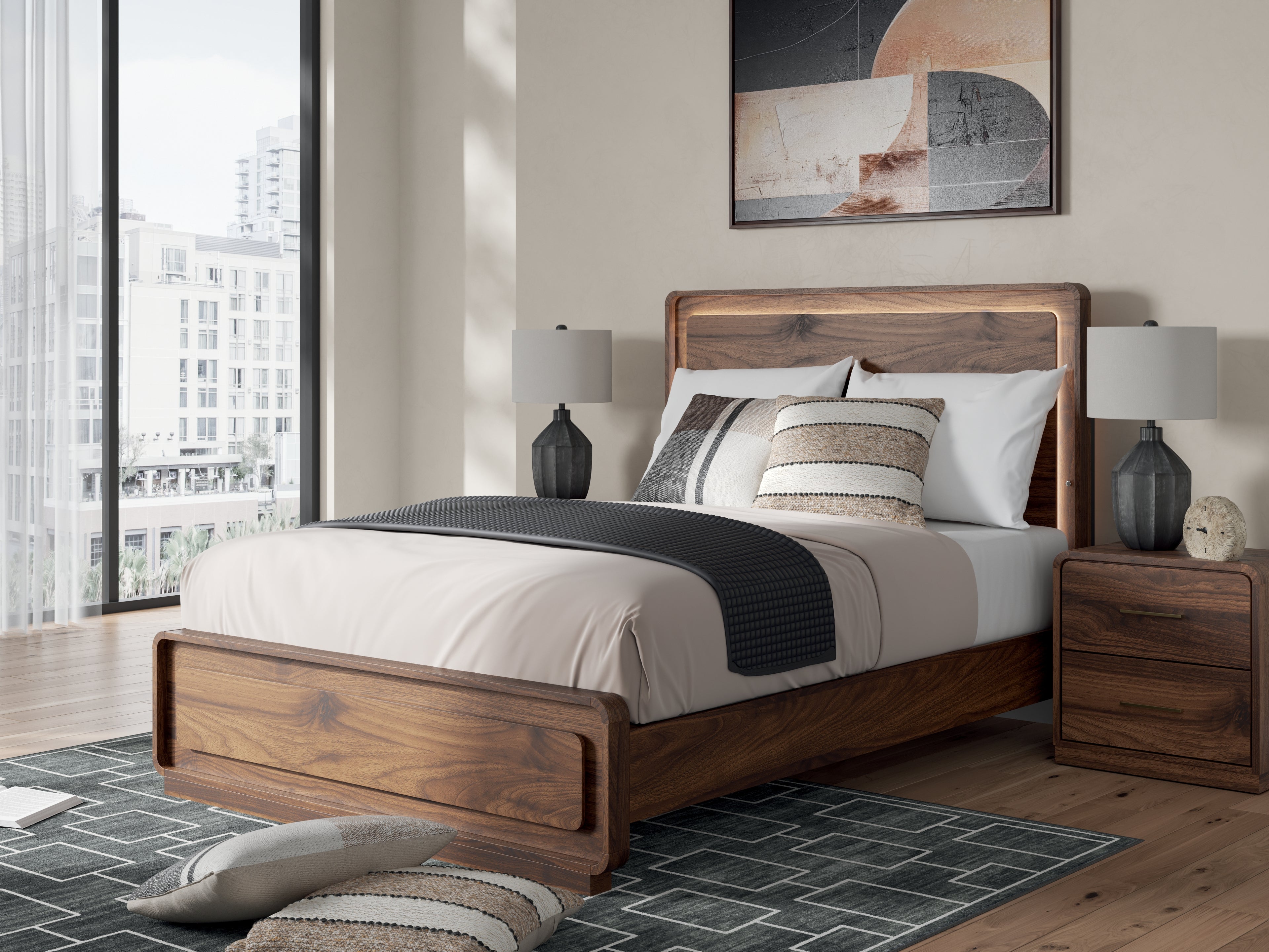 Fortlorn Walnut Brown Queen Panel Bed - PCB386B2