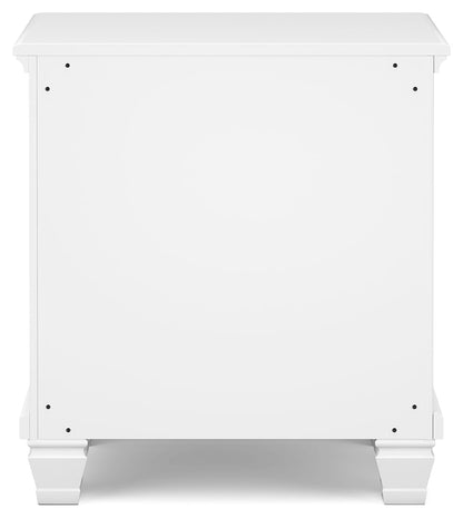Fortman California King Panel Bed with Mirrored Dresser, Chest and 2 Nightstands in White - PKG015159