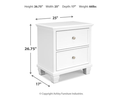 Fortman California King Panel Bed with Mirrored Dresser, Chest and 2 Nightstands in White - PKG015159