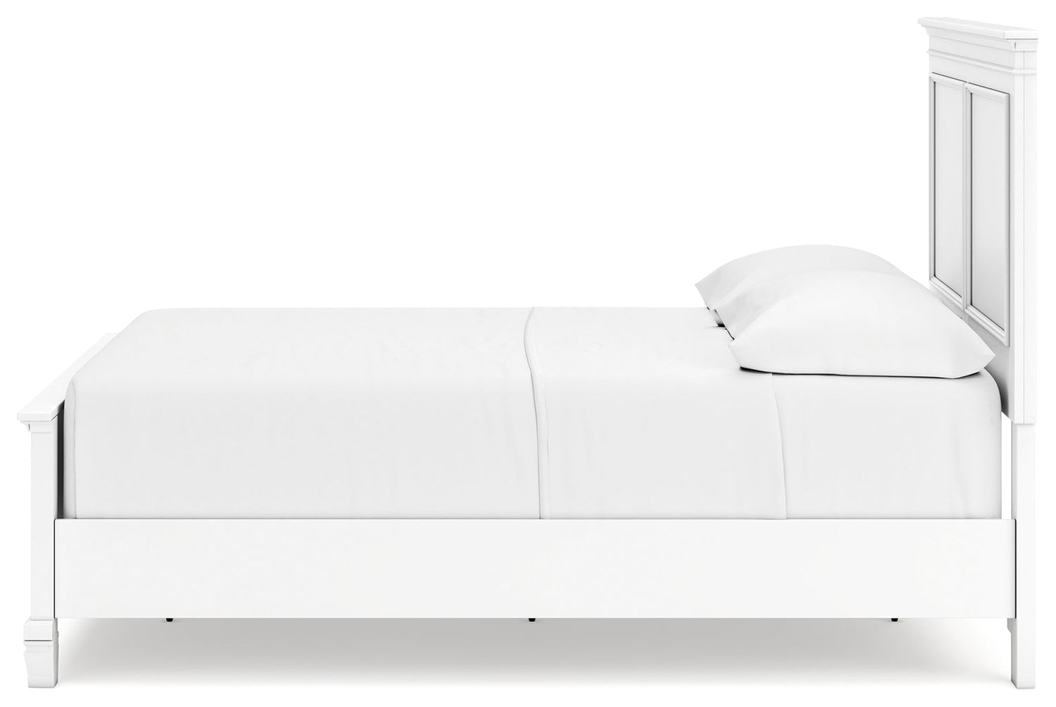 Fortman Full Panel Bed with Mirrored Dresser, Chest and 2 Nightstands in White - PKG015171