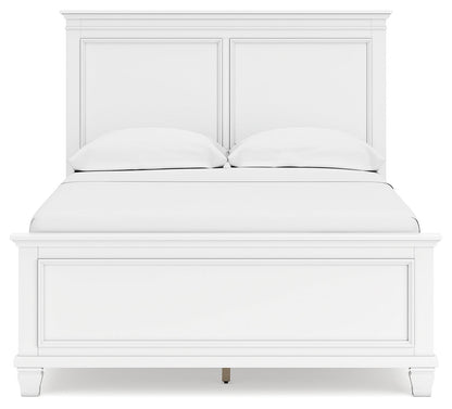 Fortman Full Panel Bed with Mirrored Dresser in White from Ashley - Luna Furniture