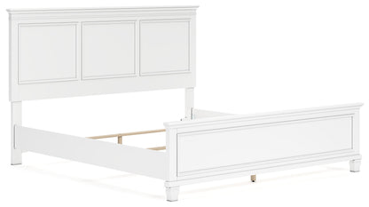 Fortman King Panel Bed with Mirrored Dresser and 2 Nightstands in White - PKG015152