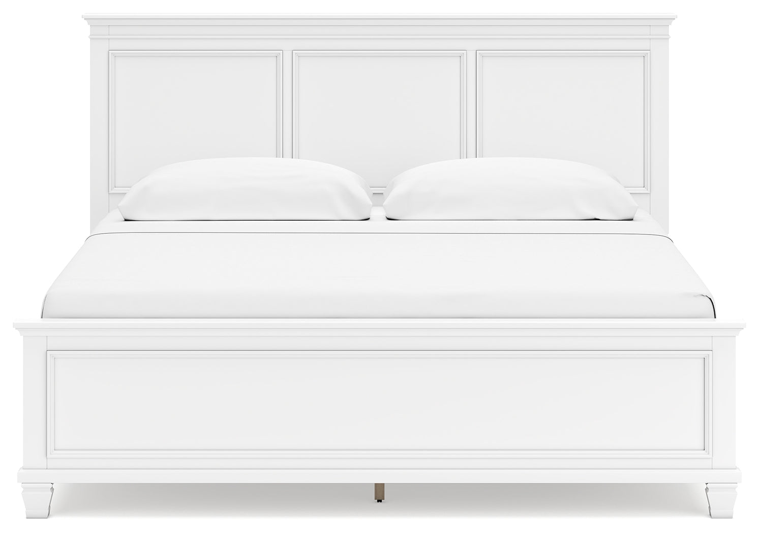 Fortman King Panel Bed with Mirrored Dresser and Chest in White - PKG015155