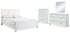 Fortman King Panel Bed with Mirrored Dresser and Chest in White - PKG015155