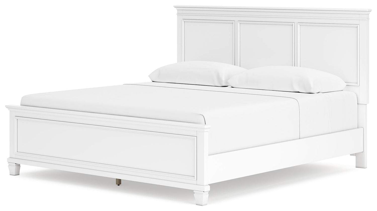 Fortman King Panel Bed with Mirrored Dresser and Nightstand in White from Ashley - Luna Furniture