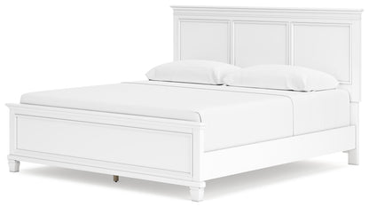 Fortman King Panel Bed with Mirrored Dresser and Nightstand in White from Ashley - Luna Furniture