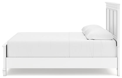 Fortman King Panel Bed with Mirrored Dresser and Nightstand in White from Ashley - Luna Furniture