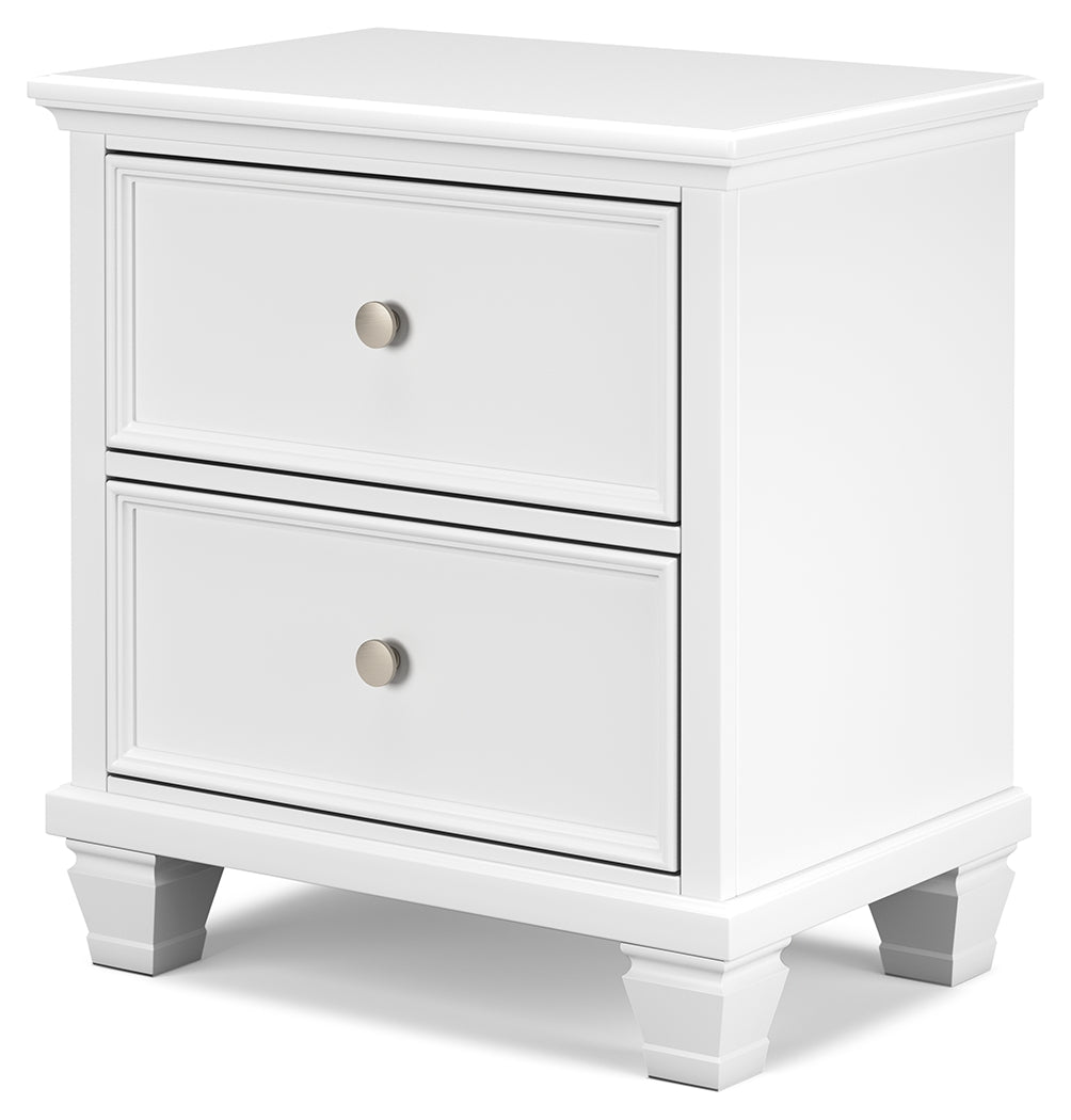 Fortman King Panel Bed with Mirrored Dresser and Nightstand in White from Ashley - Luna Furniture