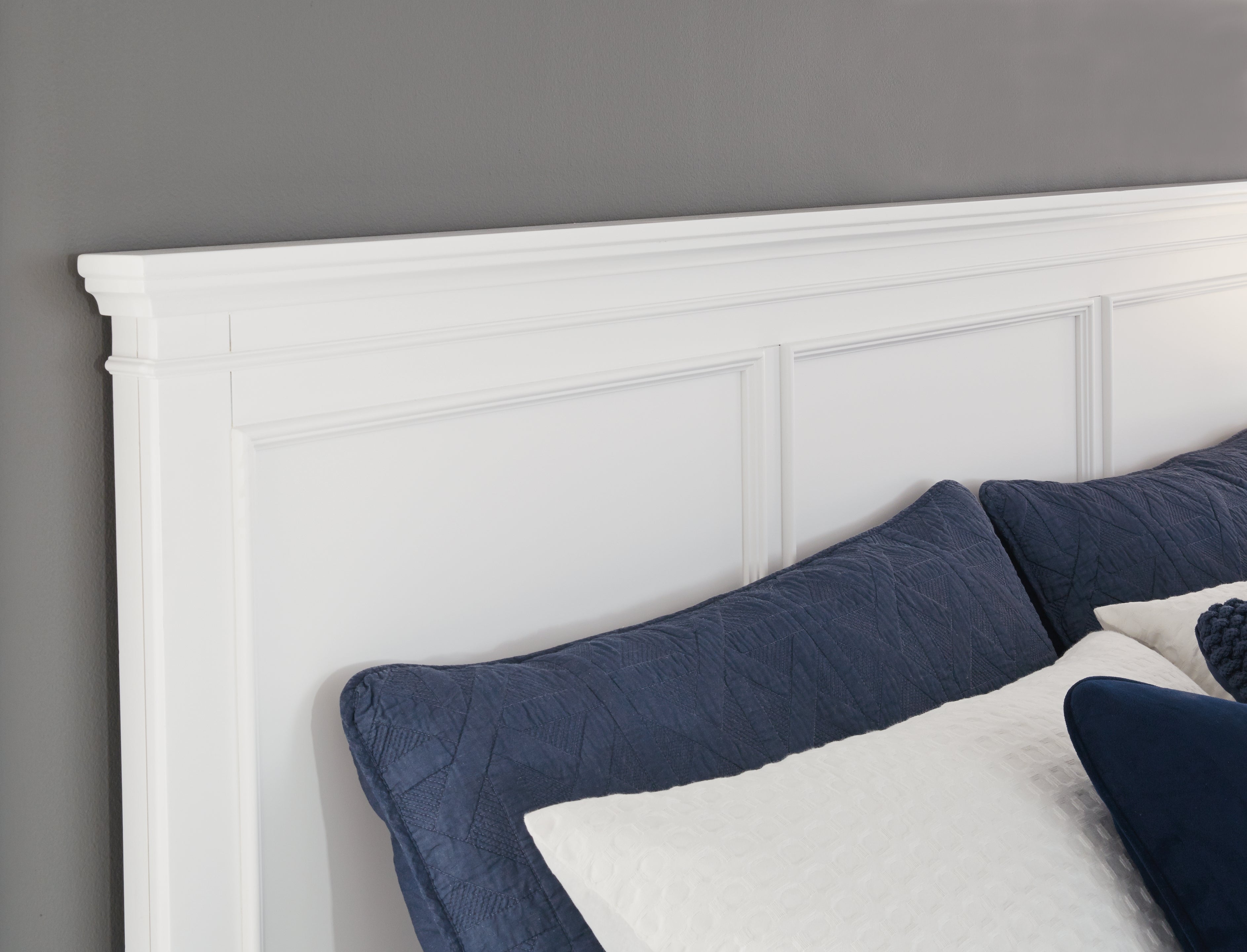 Fortman King Panel Bed with Mirrored Dresser and Nightstand in White from Ashley - Luna Furniture