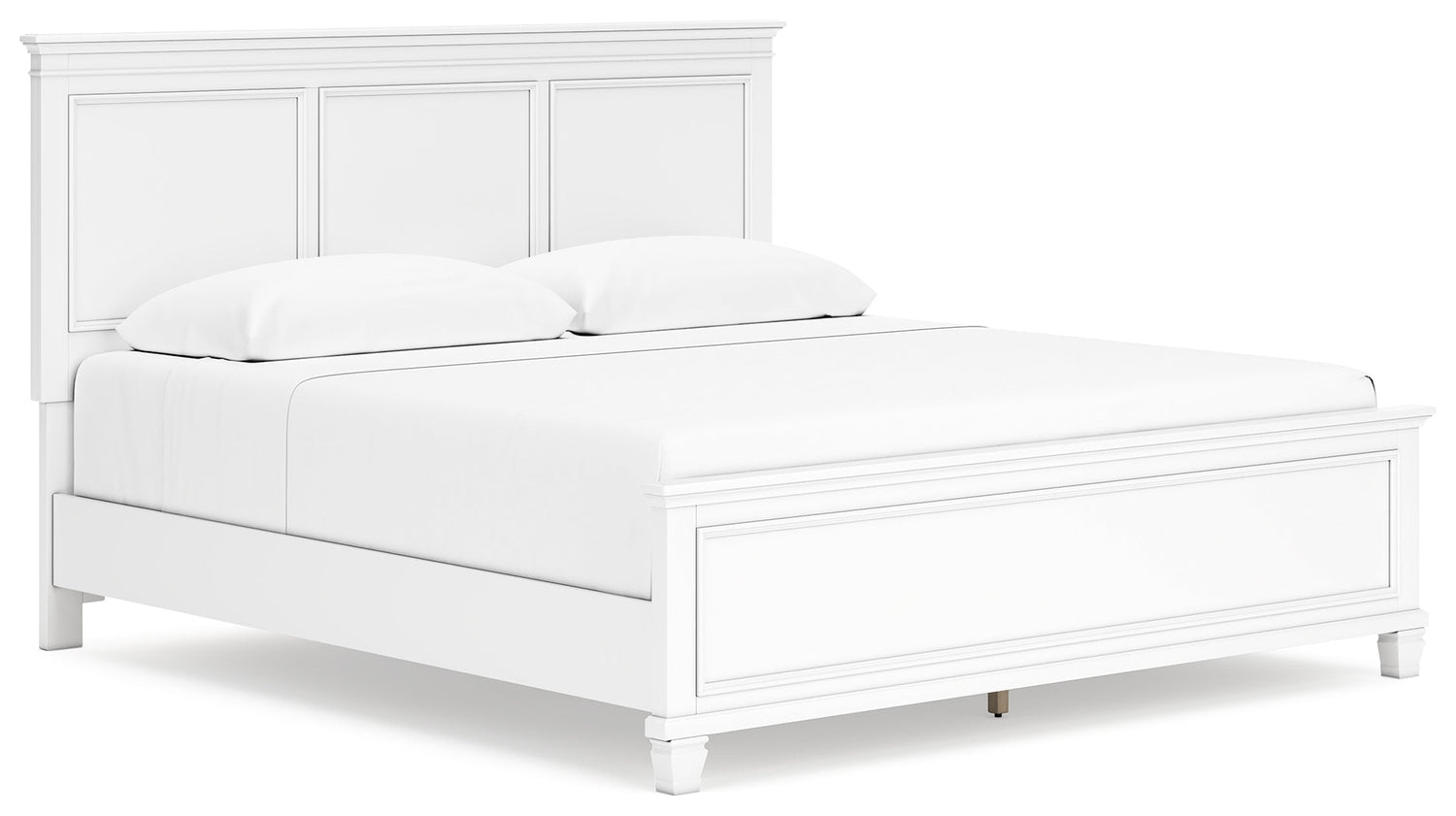 Fortman King Panel Bed with Mirrored Dresser and Nightstand in White from Ashley - Luna Furniture