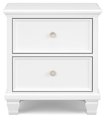 Fortman King Panel Bed with Mirrored Dresser, Chest and 2 Nightstands in White from Ashley - Luna Furniture
