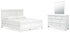 Fortman King Panel Bed with Mirrored Dresser in White from Ashley - Luna Furniture
