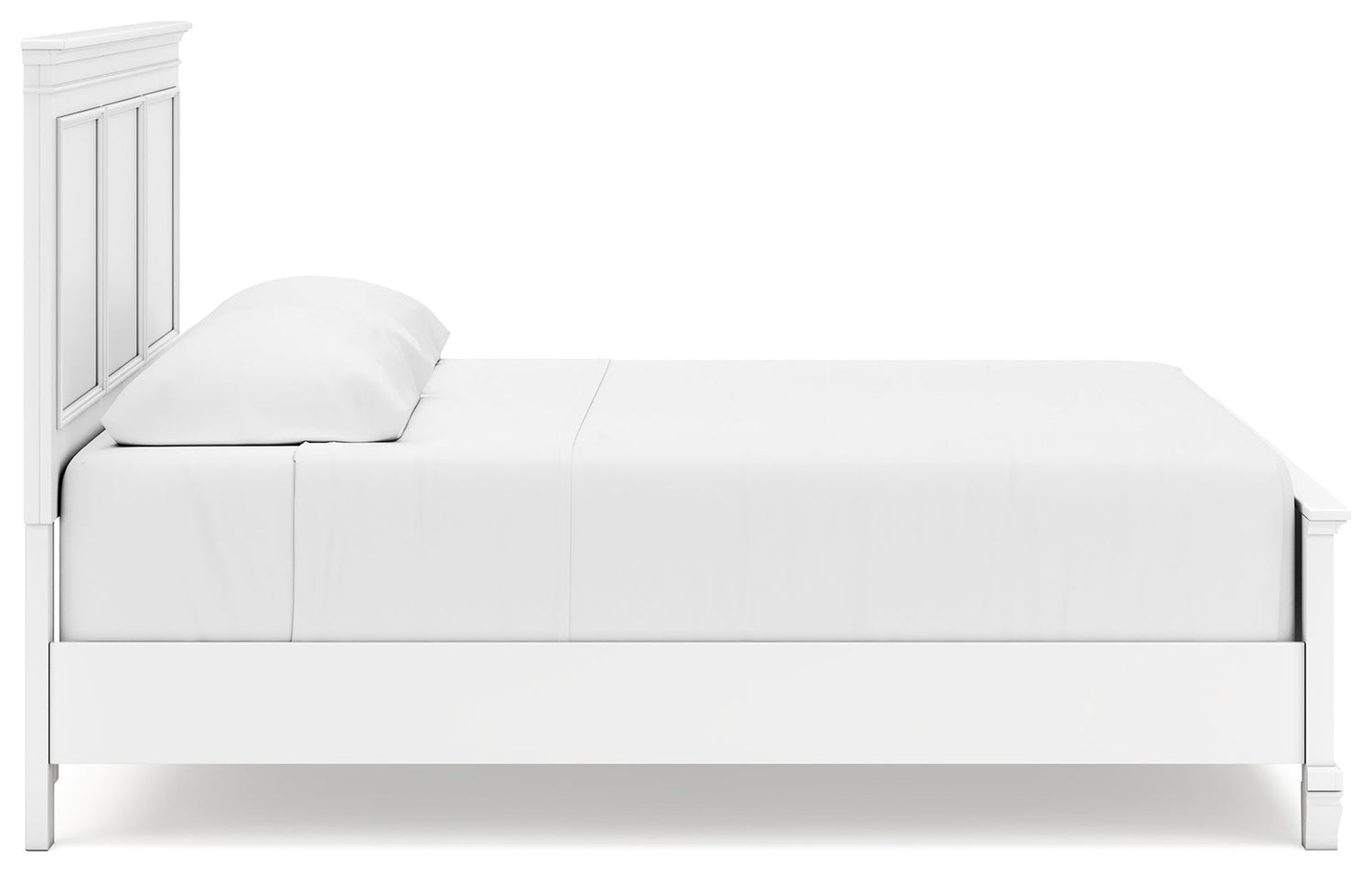 Fortman King Panel Bed with Mirrored Dresser in White from Ashley - Luna Furniture