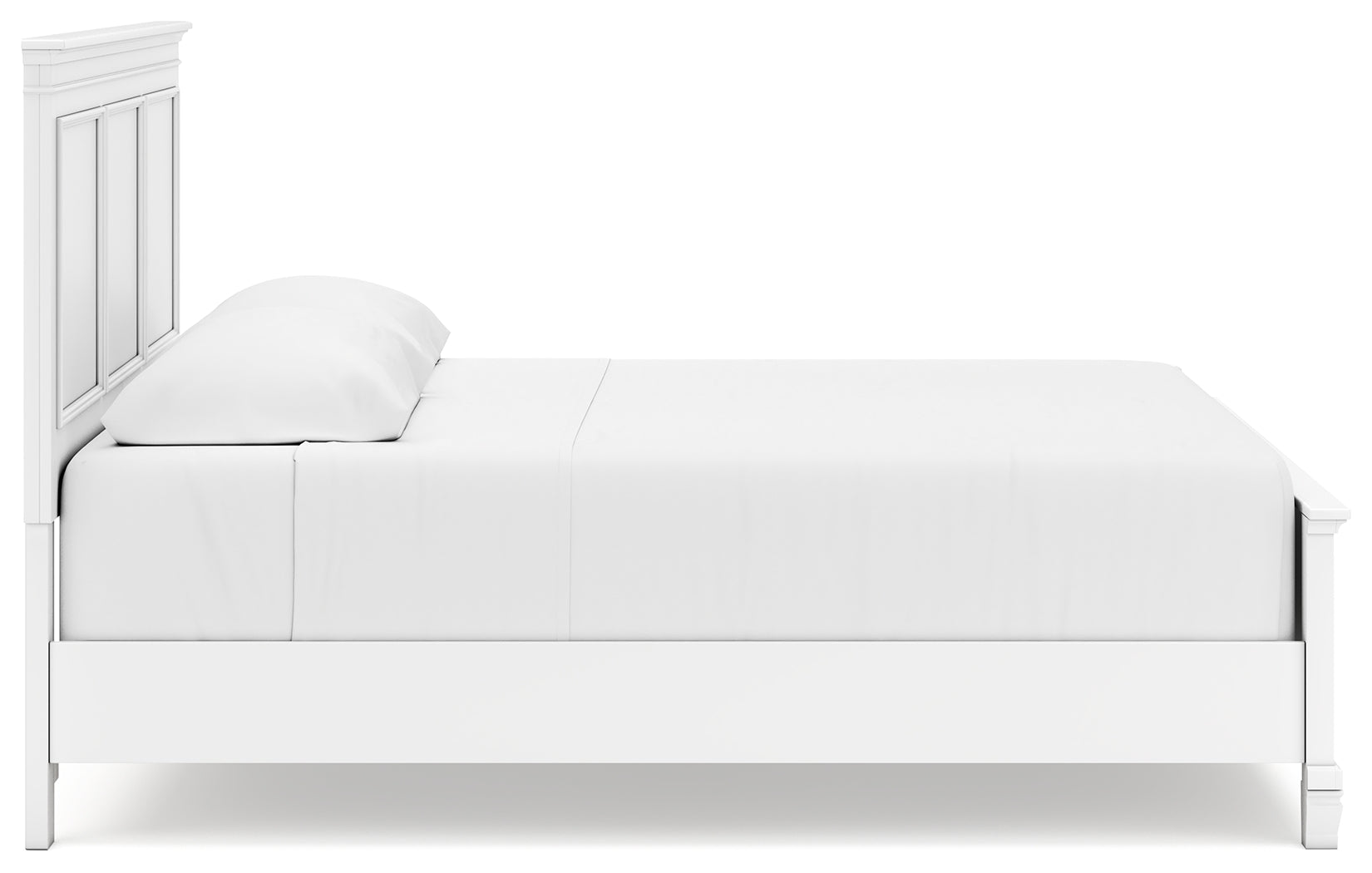 Fortman King Panel Bed with Mirrored Dresser in White from Ashley - Luna Furniture
