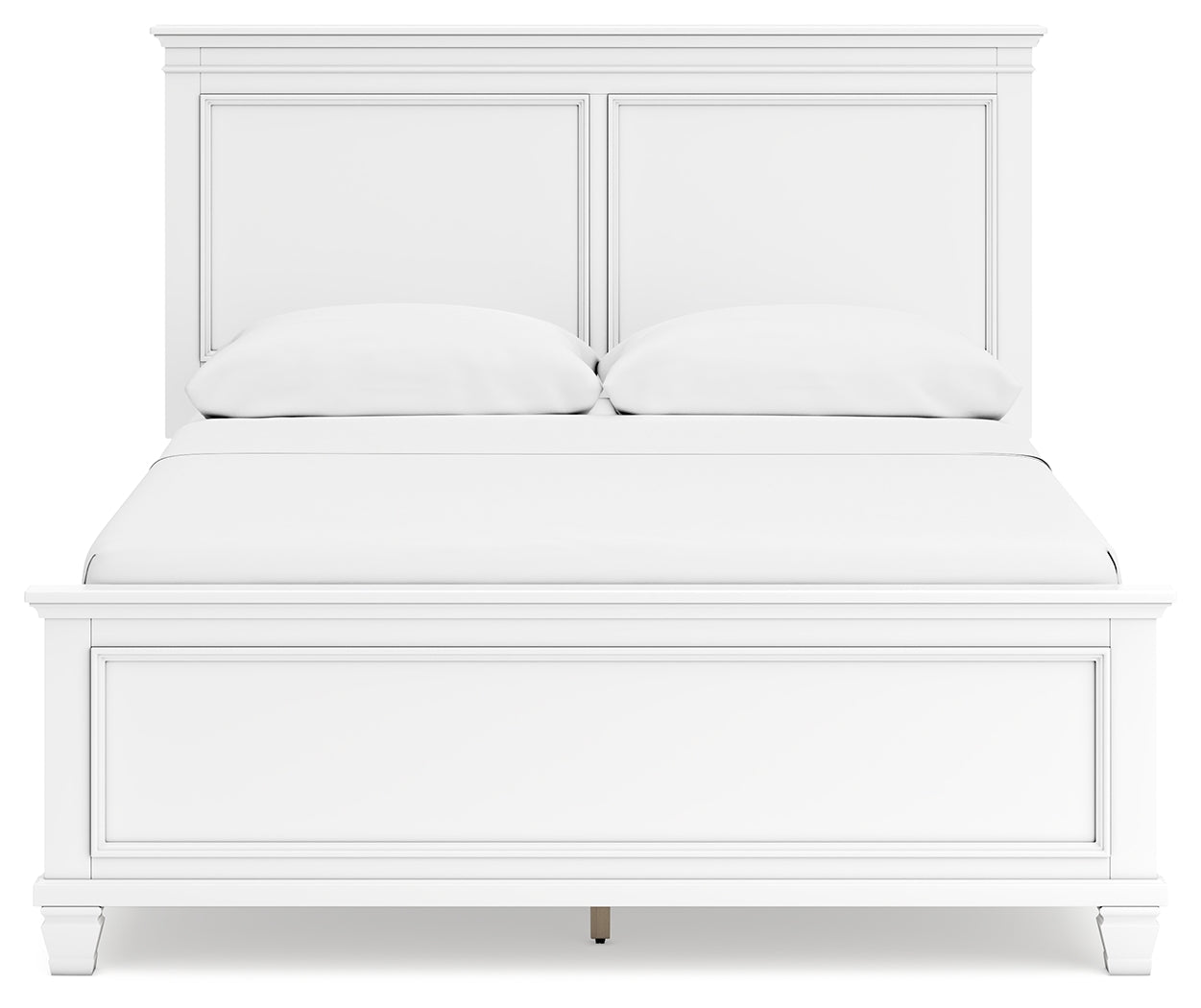 Fortman Queen Panel Bed with Mirrored Dresser and 2 Nightstands in White from Ashley - Luna Furniture