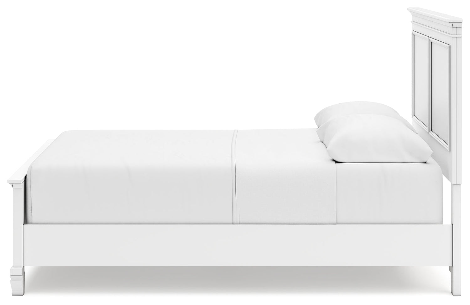 Fortman Queen Panel Bed with Mirrored Dresser and 2 Nightstands in White from Ashley - Luna Furniture