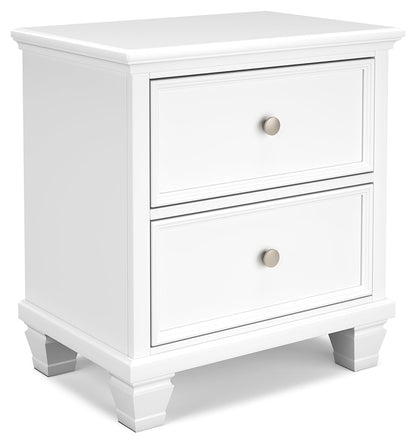 Fortman Queen Panel Bed with Mirrored Dresser and 2 Nightstands in White from Ashley - Luna Furniture