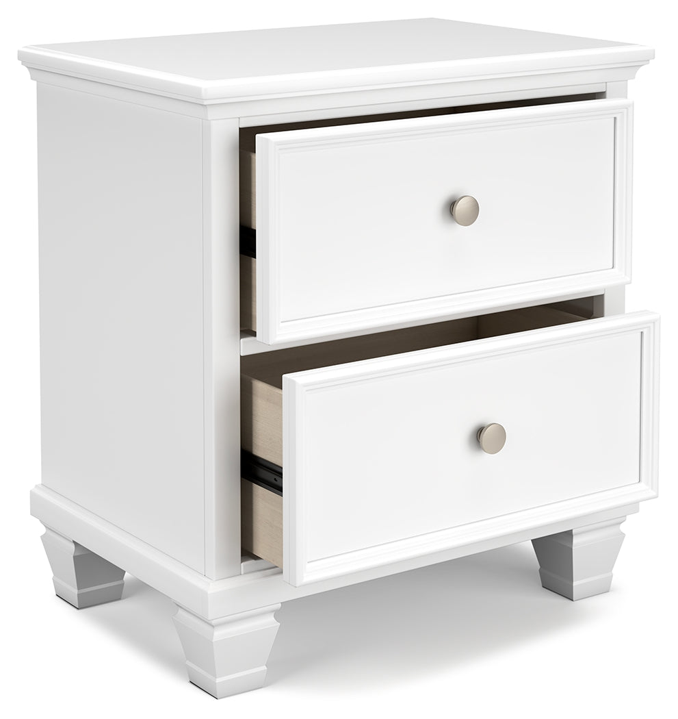Fortman Queen Panel Bed with Mirrored Dresser and 2 Nightstands in White from Ashley - Luna Furniture