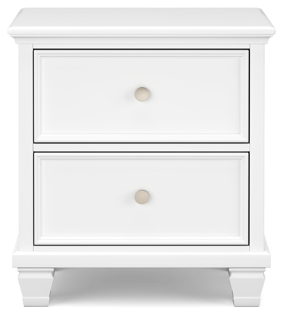 Fortman Queen Panel Bed with Mirrored Dresser and 2 Nightstands in White from Ashley - Luna Furniture