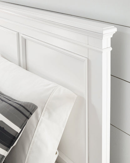 Fortman Queen Panel Bed with Mirrored Dresser and 2 Nightstands in White from Ashley - Luna Furniture