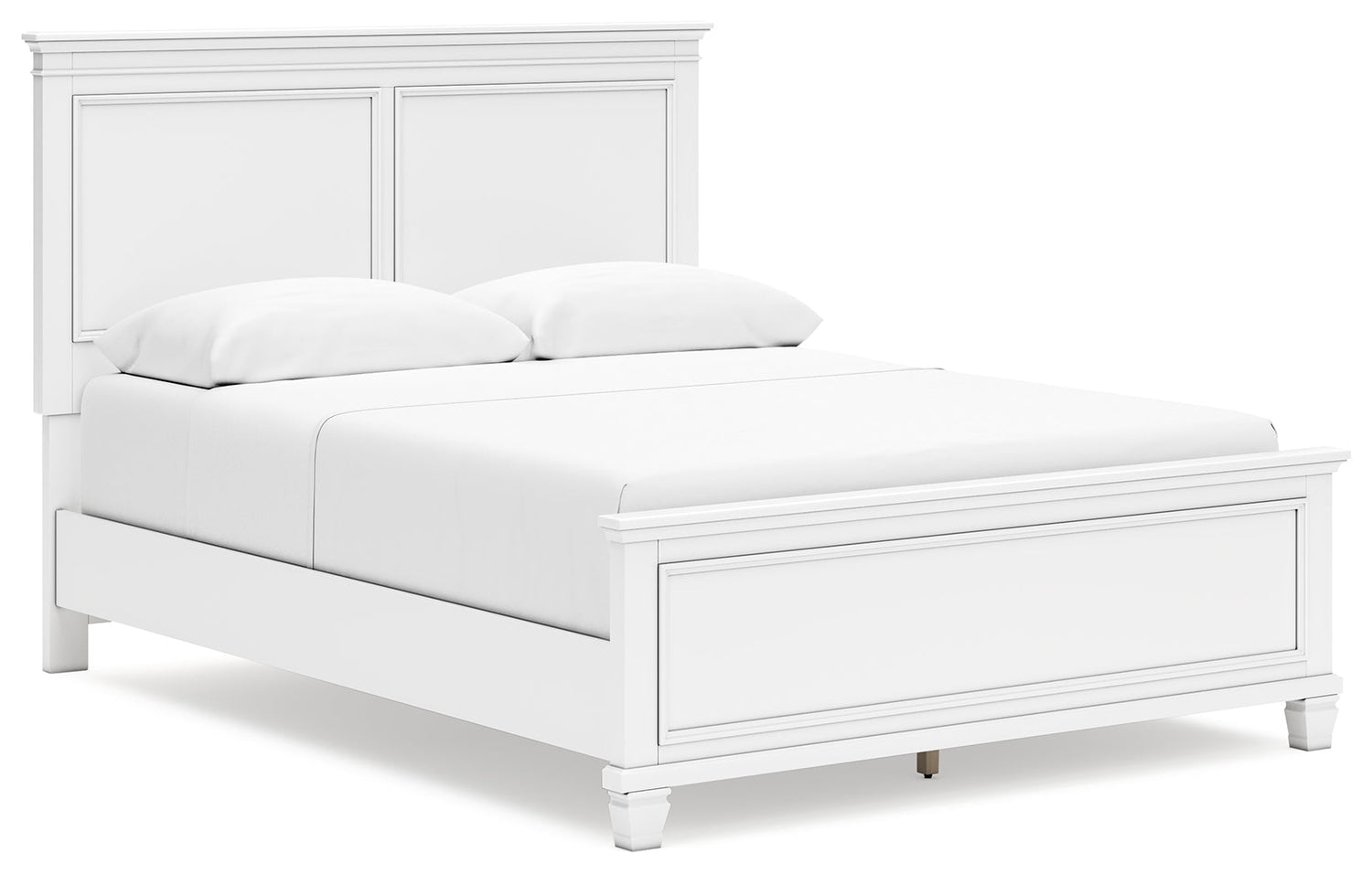Fortman Queen Panel Bed with Mirrored Dresser and 2 Nightstands in White from Ashley - Luna Furniture