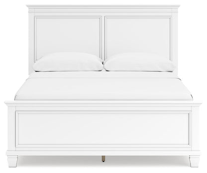 Fortman Queen Panel Bed with Mirrored Dresser and Nightstand in White from Ashley - Luna Furniture