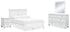 Fortman Queen Panel Bed with Mirrored Dresser and Nightstand in White from Ashley - Luna Furniture