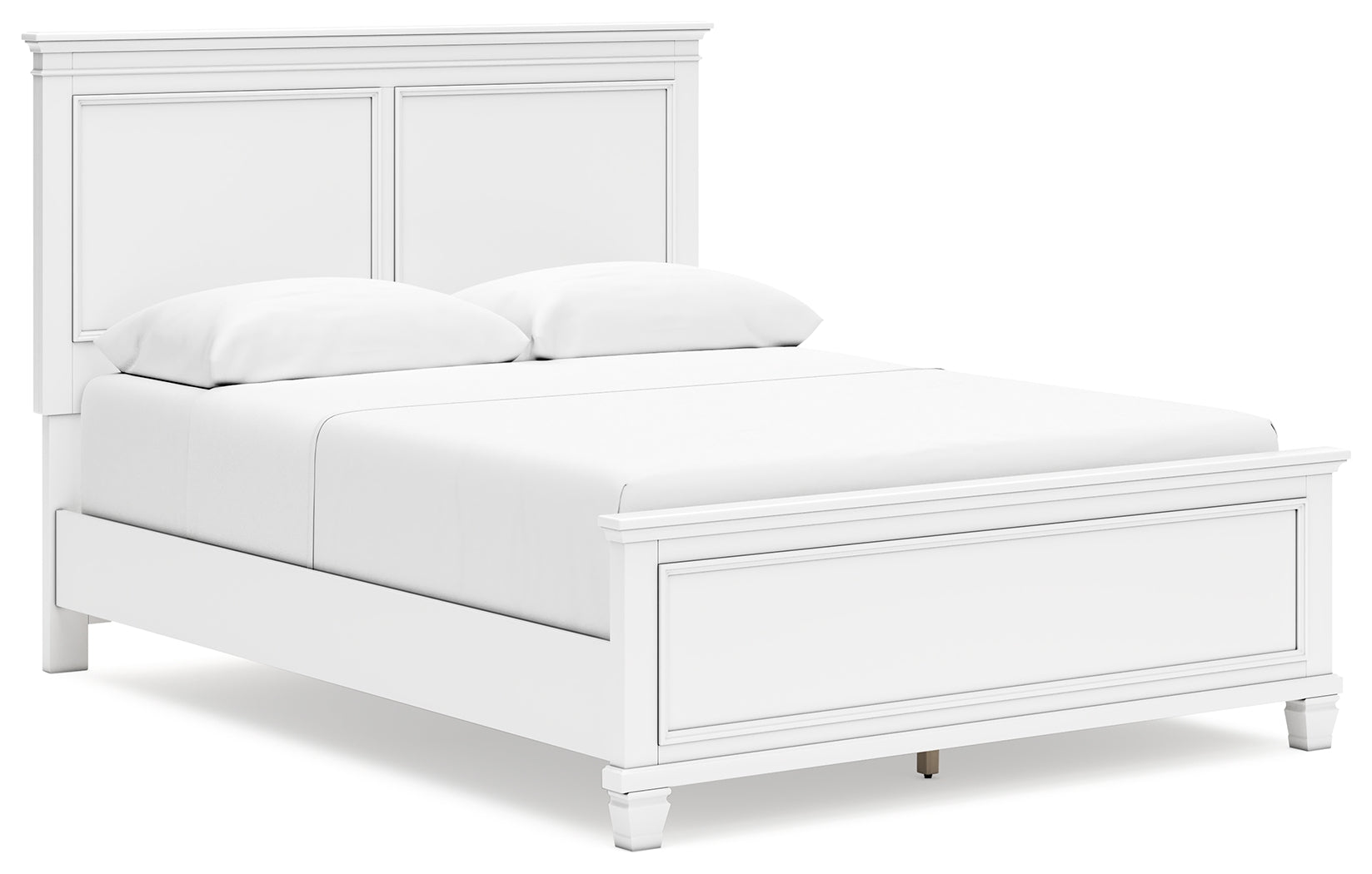 Fortman Queen Panel Bed with Mirrored Dresser in White from Ashley - Luna Furniture