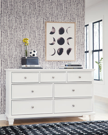 Fortman White King Panel Bed, Dresser and 2 Nightstands - B680B15