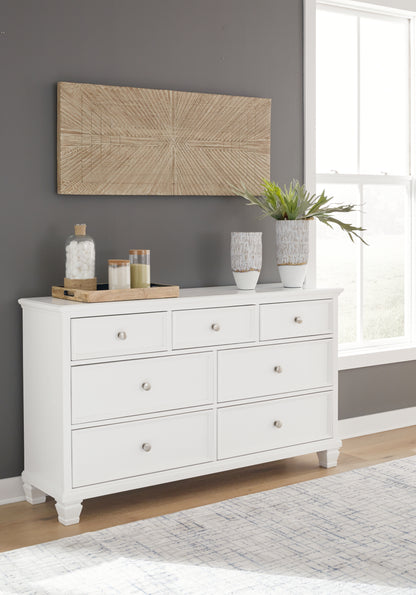 Fortman White King Panel Bed, Dresser and 2 Nightstands - B680B15
