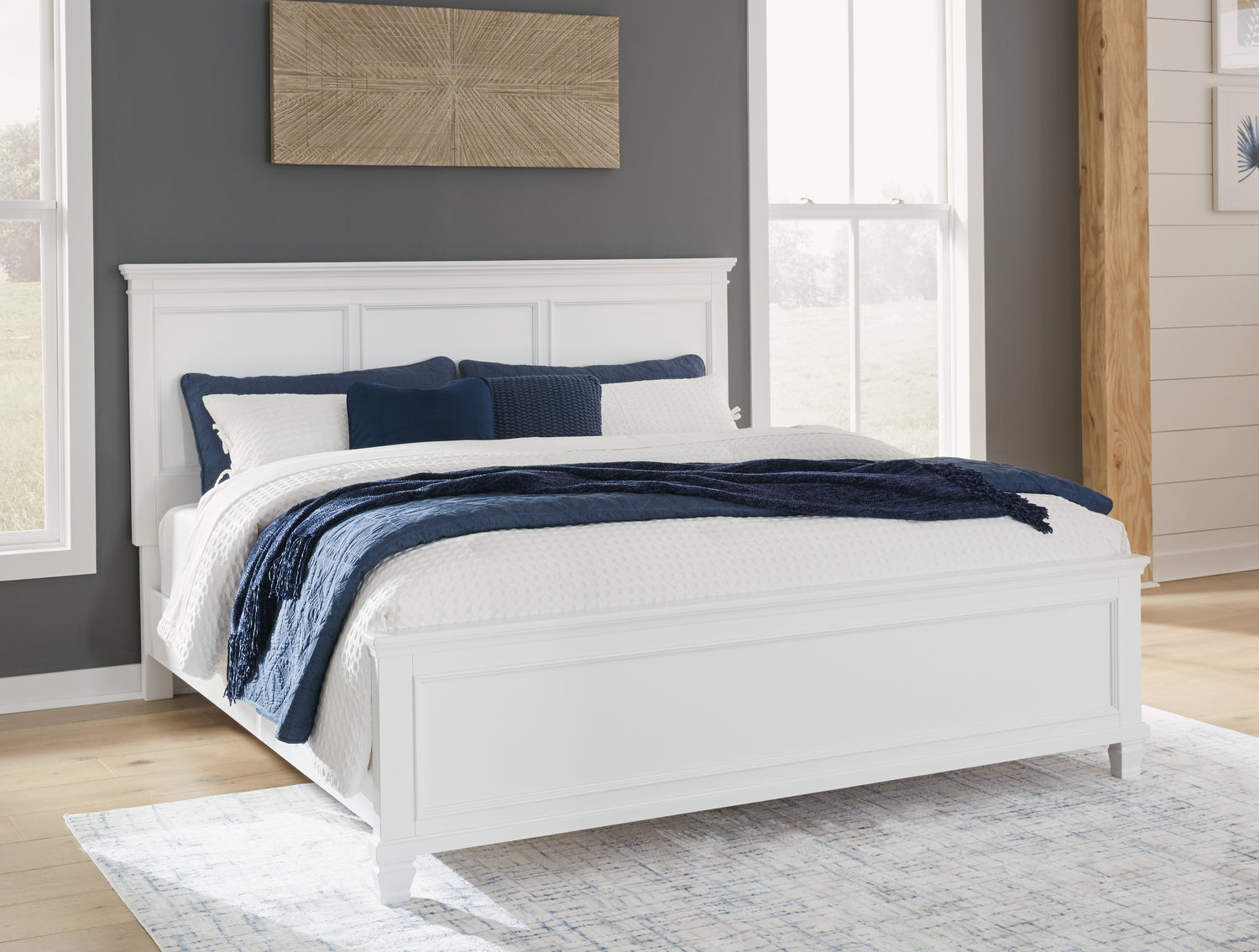 Fortman White King Panel Bed, Dresser and 2 Nightstands - B680B15