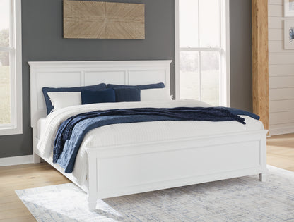 Fortman White King Panel Bed, Dresser and 2 Nightstands - B680B15