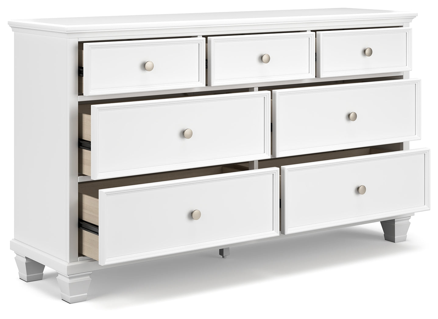 Fortman White King Panel Bed, Dresser and 2 Nightstands - B680B15