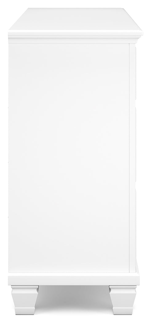 Fortman White King Panel Bed, Dresser and 2 Nightstands - B680B15