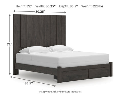Fraluna Charcoal King Panel Storage Bed - PCB3370B9