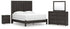 Fraluna King Panel Bed with Mirrored Dresser and Nightstand in Charcoal from Ashley - Luna Furniture