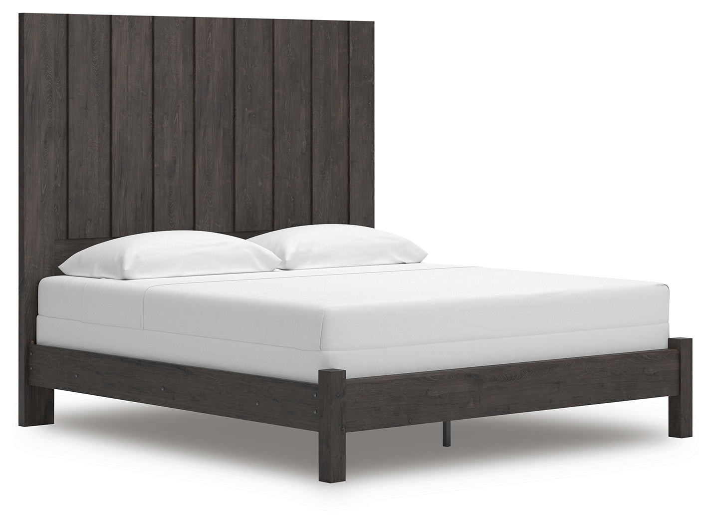 Fraluna King Panel Bed with Mirrored Dresser in Charcoal from Ashley - Luna Furniture