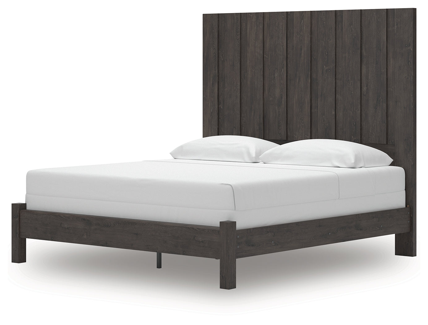 Fraluna King Panel Bed with Mirrored Dresser in Charcoal from Ashley - Luna Furniture