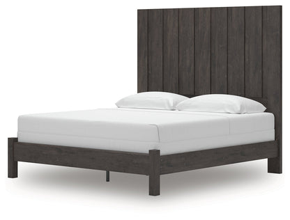 Fraluna King Panel Bed with Mirrored Dresser in Charcoal from Ashley - Luna Furniture